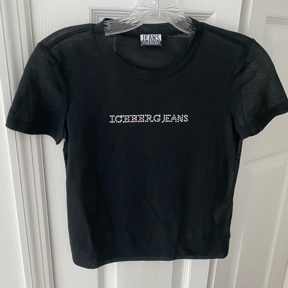 Black Iceberg Jeans fine cotton tee sz 38